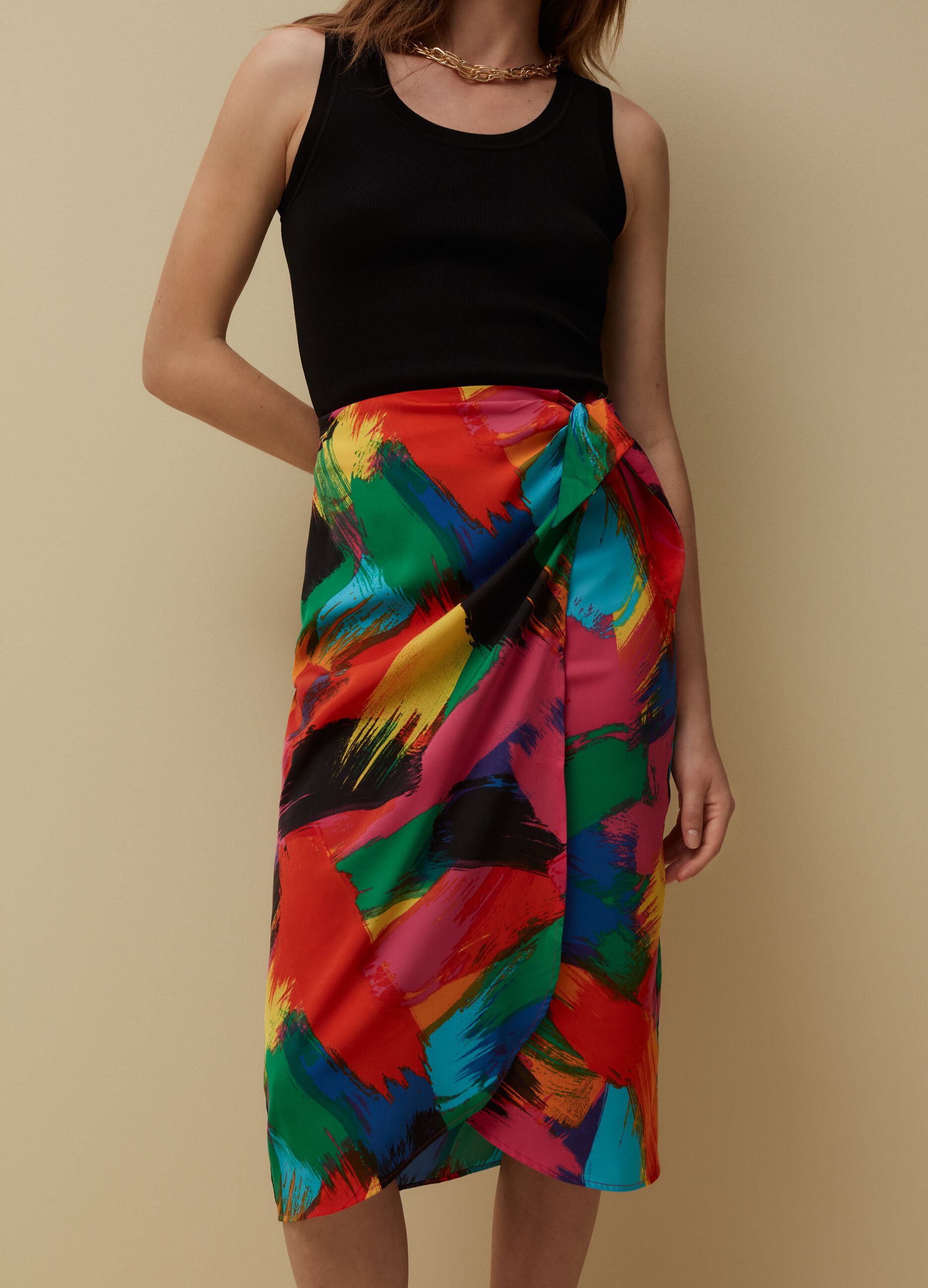 Gonna pareo con stampa multicolor_3