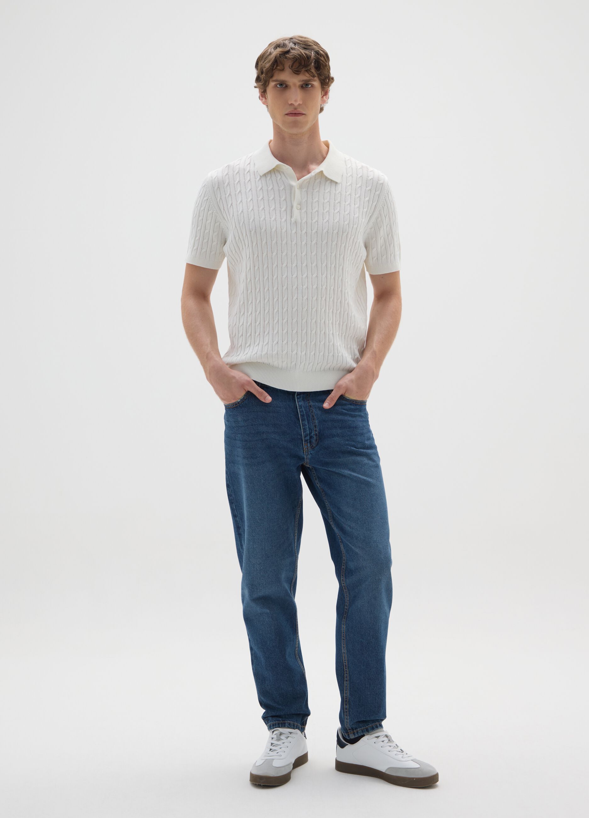 Blue pure cotton jeans with relaxed fit