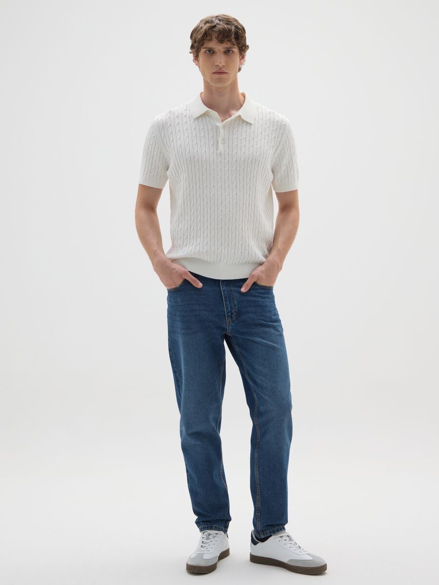 Blue pure cotton jeans with relaxed fit_0