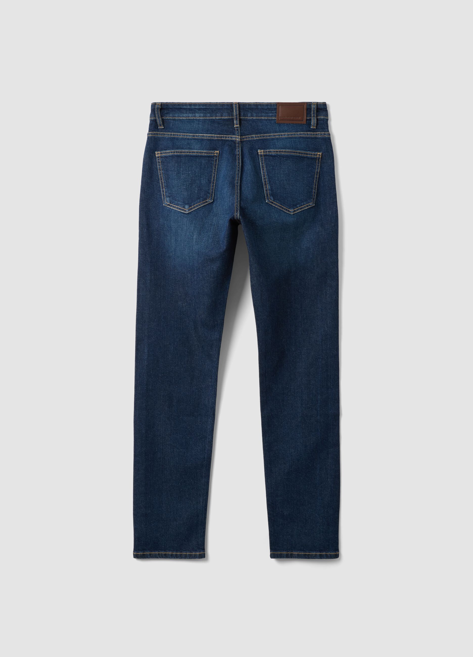 Dark-wash slim-fit stretch cotton jeans