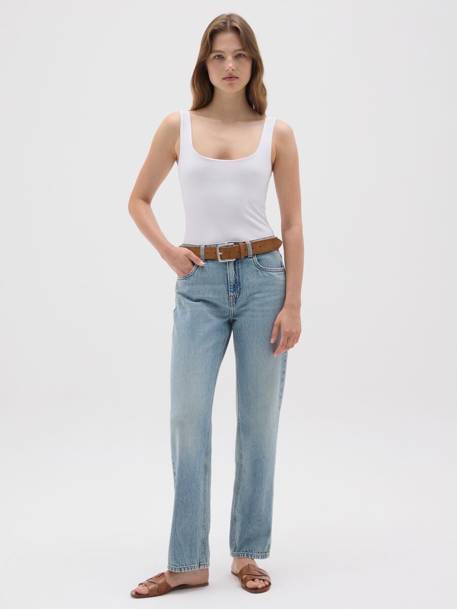 Jeans da donna in puro cotone denim regular fit_0