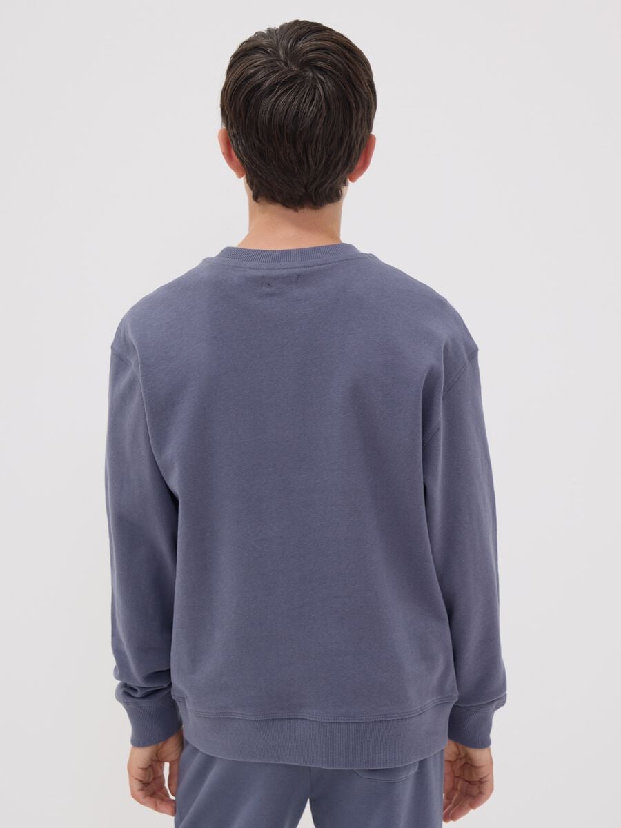 Grey pure cotton sweatshirt with front print for boys, relaxed fit_2