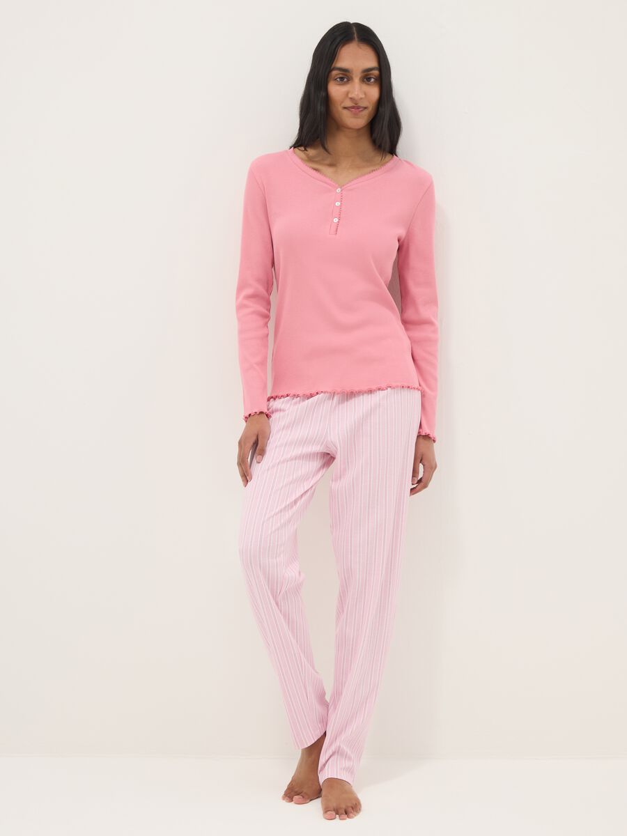 Regular fit pink striped pure cotton pyjama trousers_0