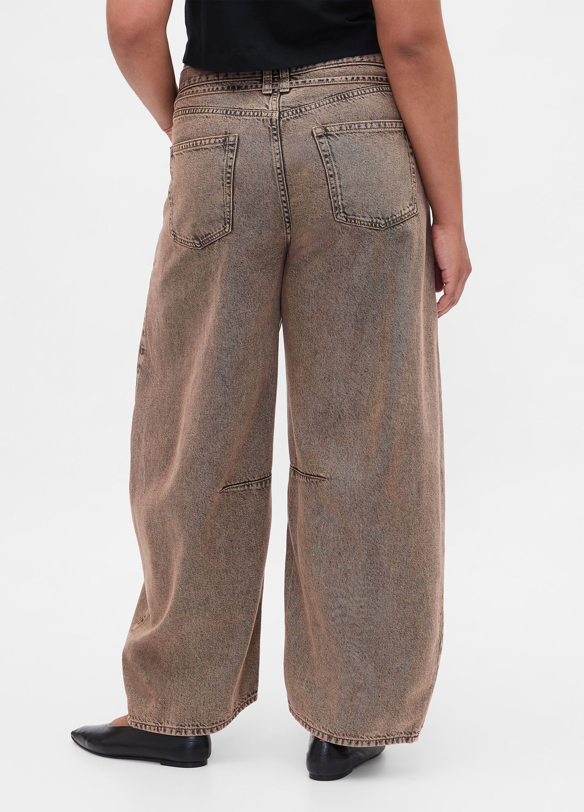 Brown wide-leg trousers in cotton and Lyocell