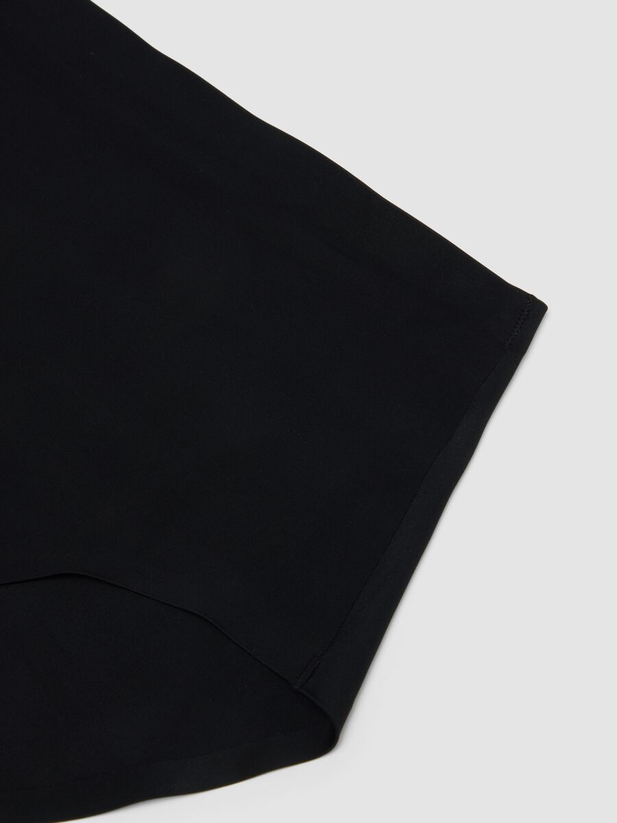 Black high-waisted Brazilian briefs in stretch fabric with a shaping effect_5