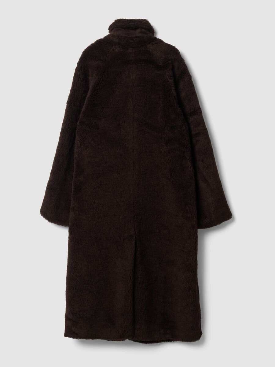 Cappotto marrone in misto lana effetto peluche over fit_3