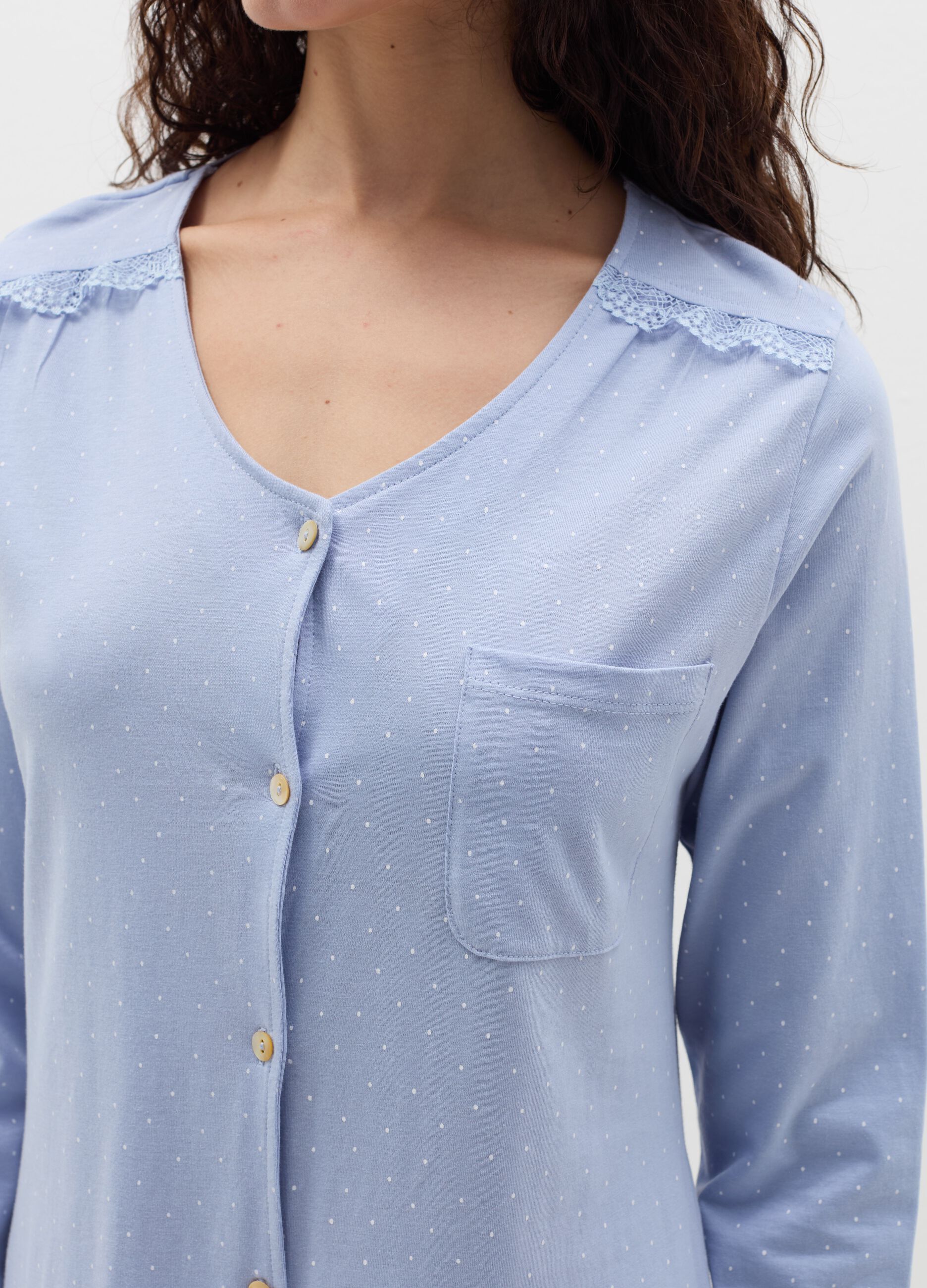Micro dot nightshirt with buttons