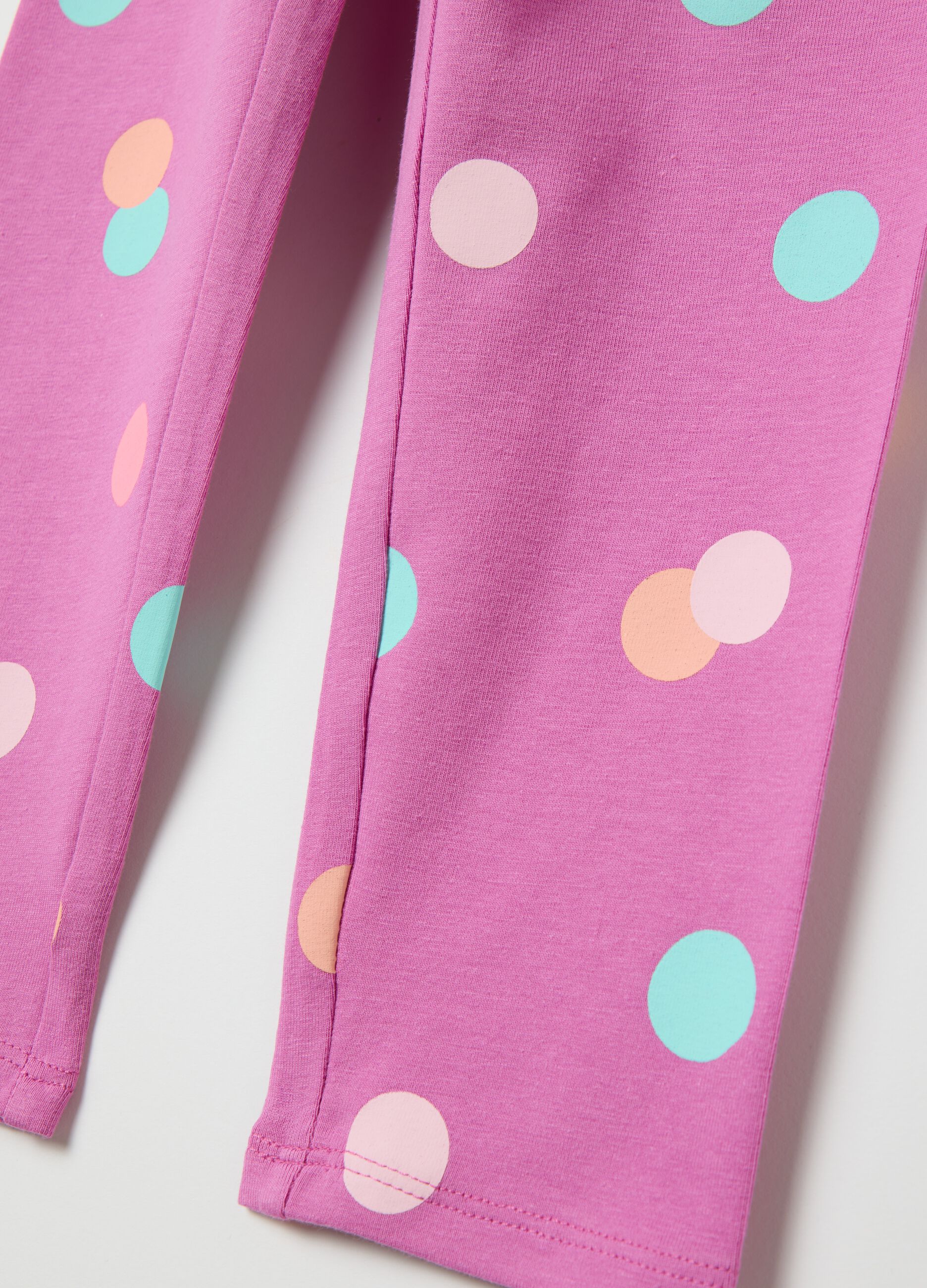 Pink three-quarter leggings in stretch cotton
