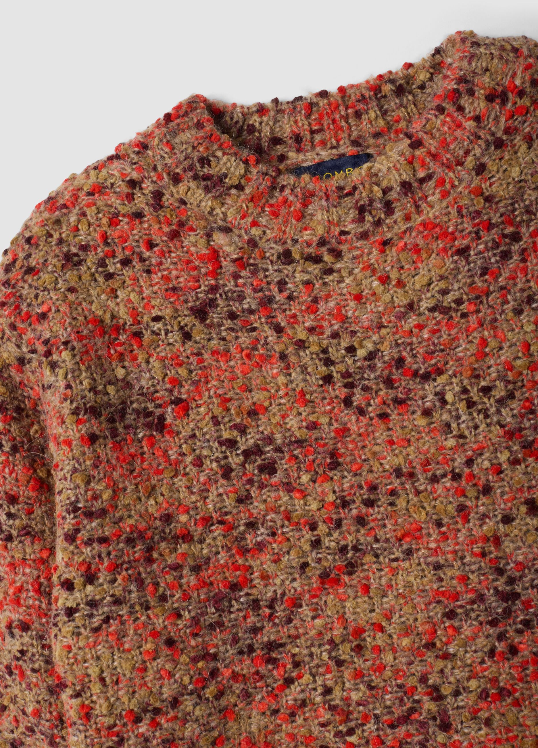 Multicoloured crew-neck jumper in wool and alpaca blend