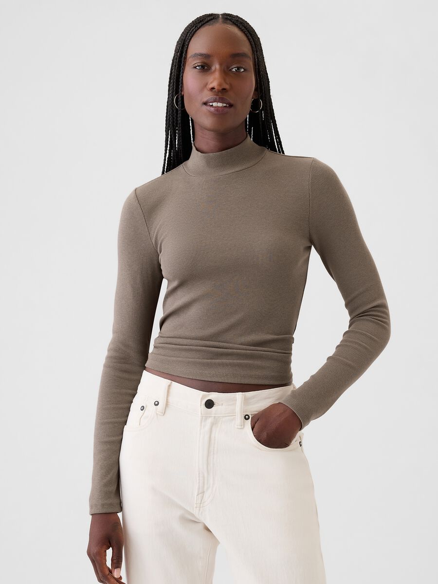 Ribbed T-shirt in stretch modal and cotton_0
