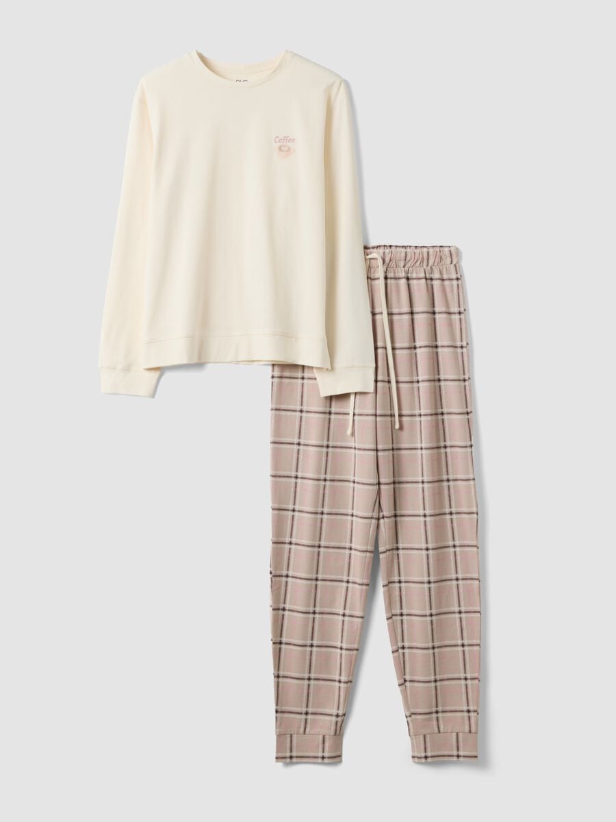 Beige pure organic cotton crew-neck pyjamas_4