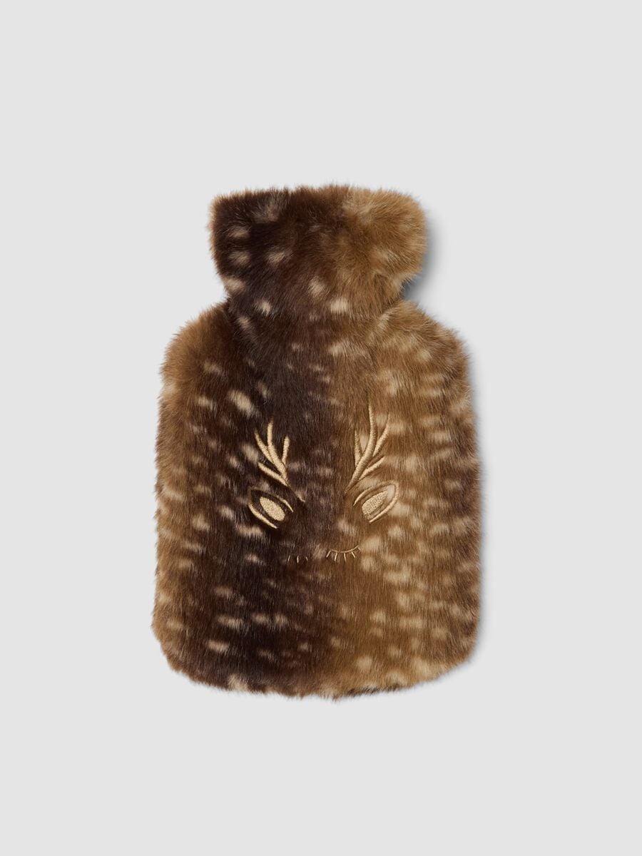 Borsa acqua calda marrone con effetto animalier_0