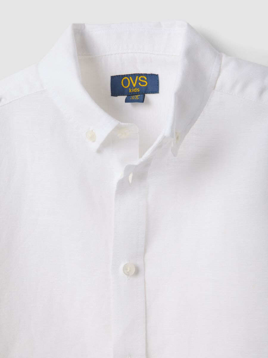 Camicia bianca in misto lino e cotone da bambino regular fit_2