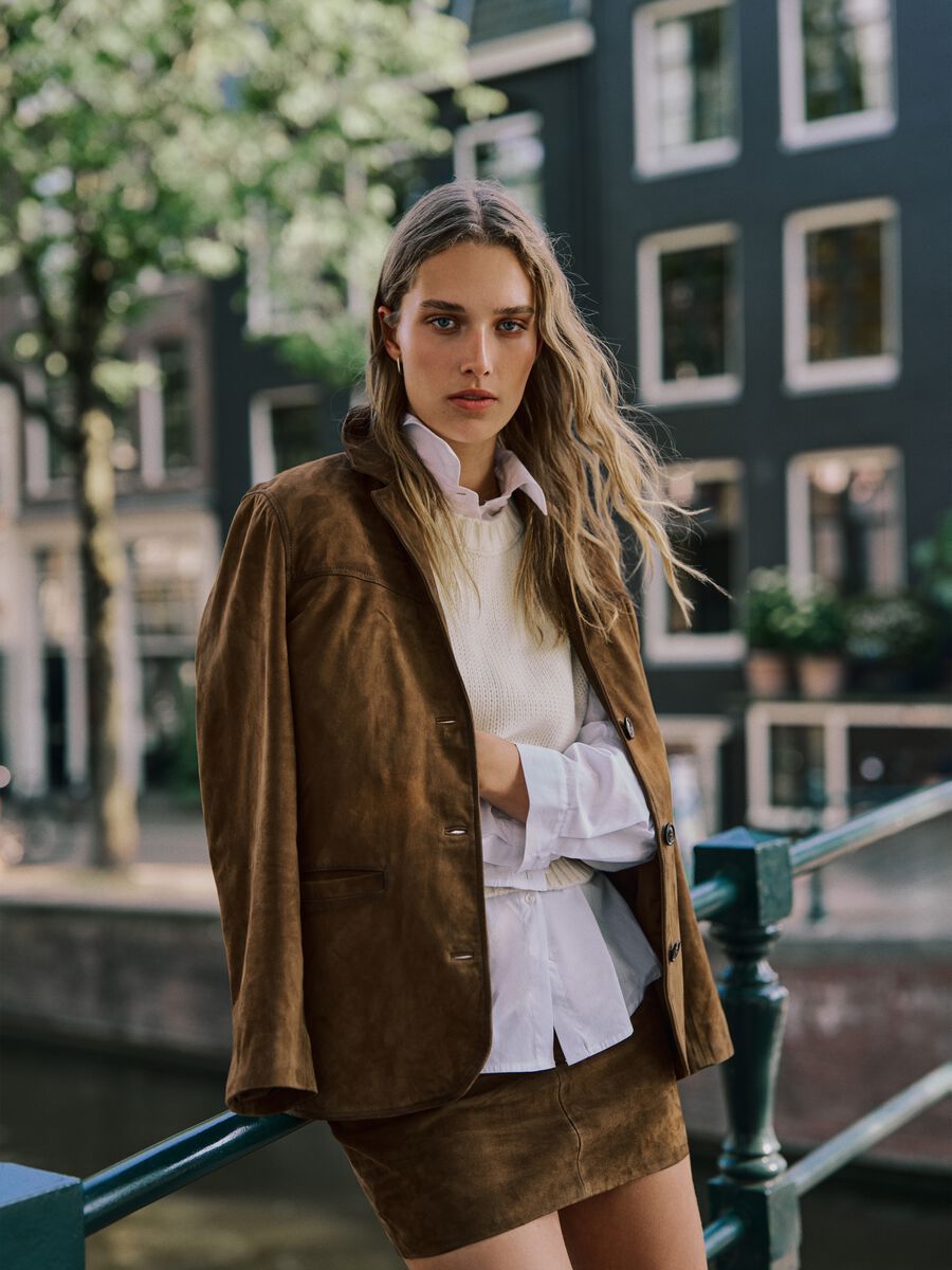 Blazer marrone in vera pelle_0