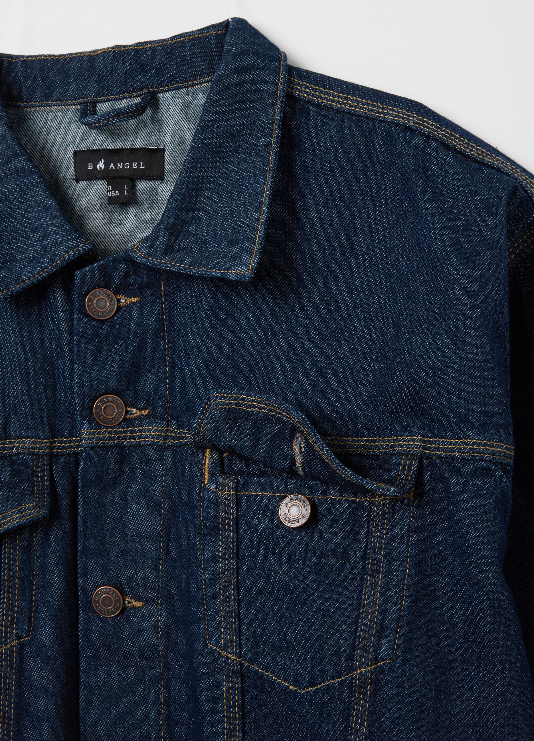 Blue denim pure cotton jacket with oversized fit