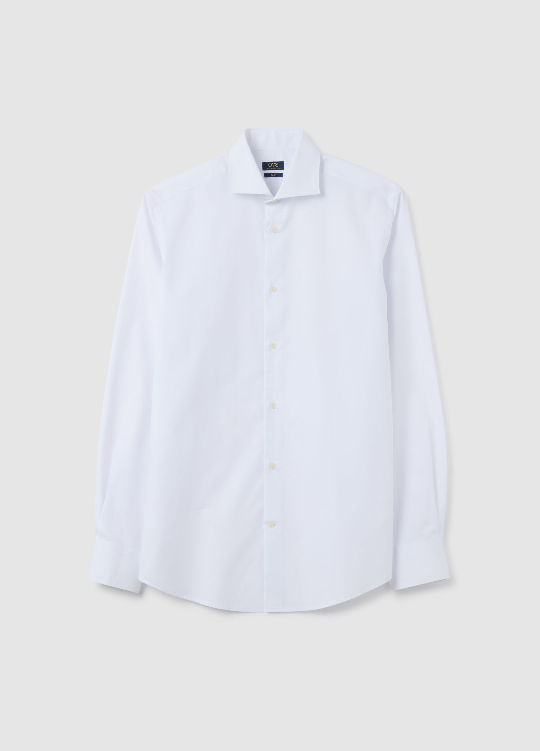 Men's pure white cotton slim fit shirt