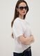 White short-sleeved pure cotton T-shirt with broderie anglaise embroidery_0