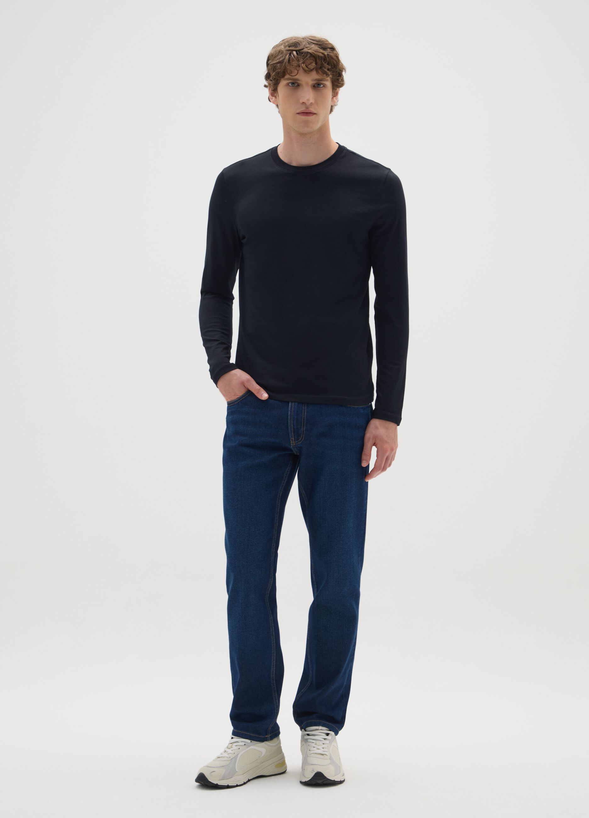 Black long sleeve pure cotton T-shirt