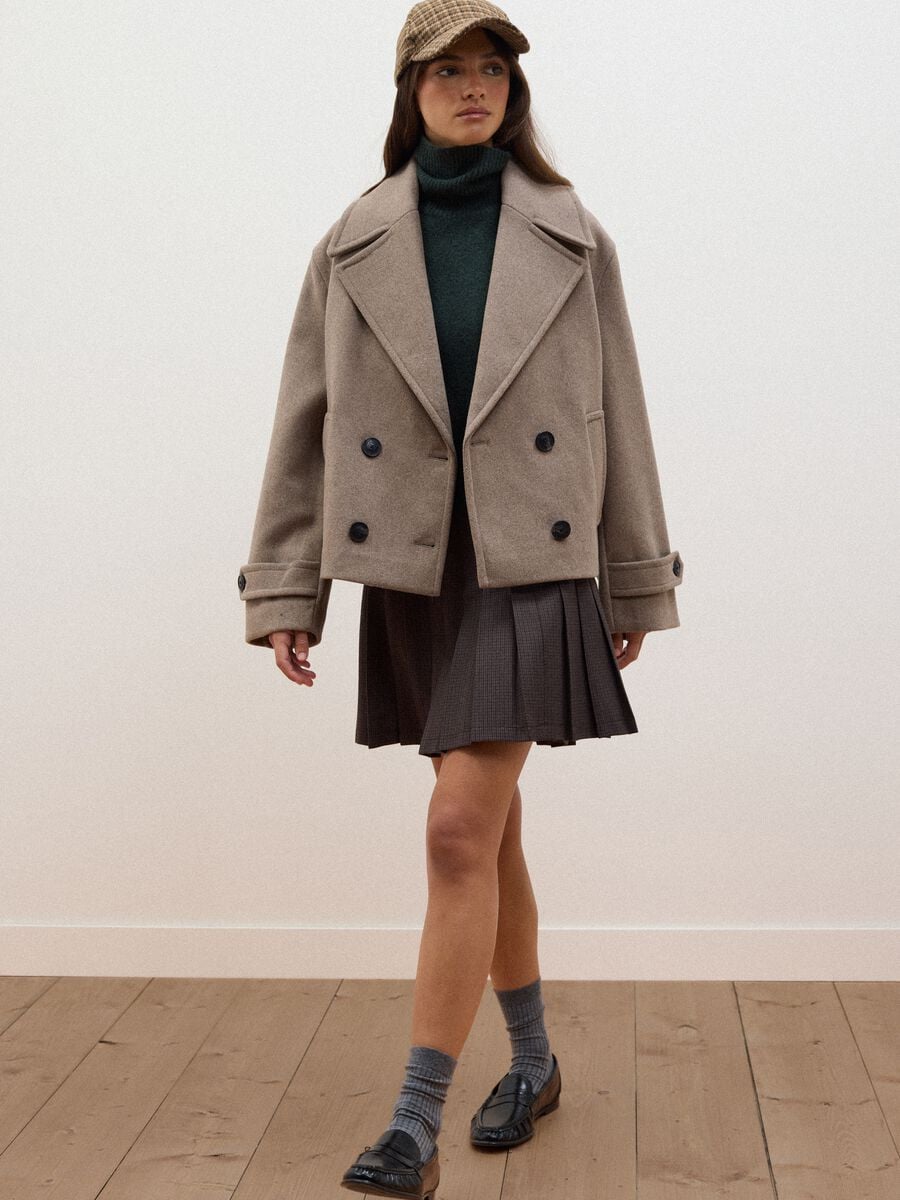 Cappotto marrone in misto lana e viscosa_0