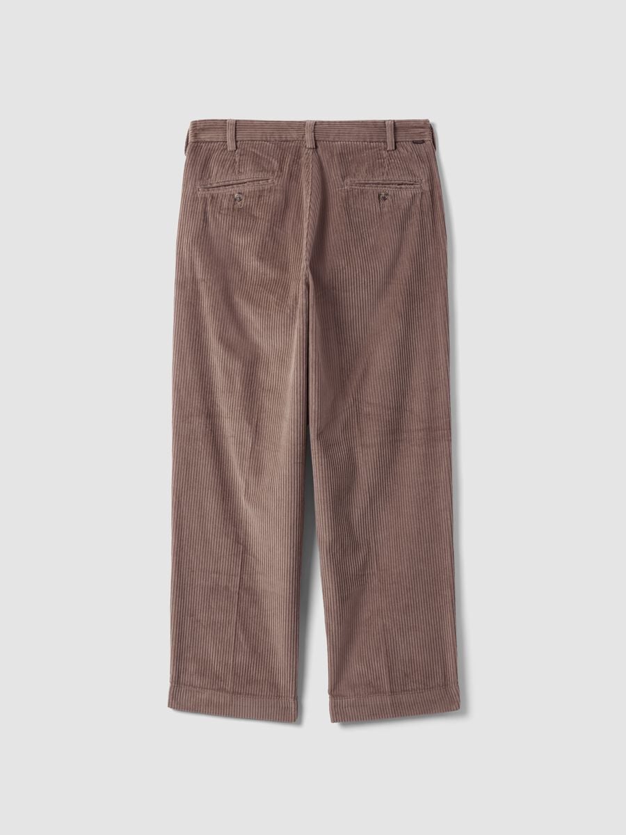 Pantaloni marroni in puro cotone a coste baggy fit_6