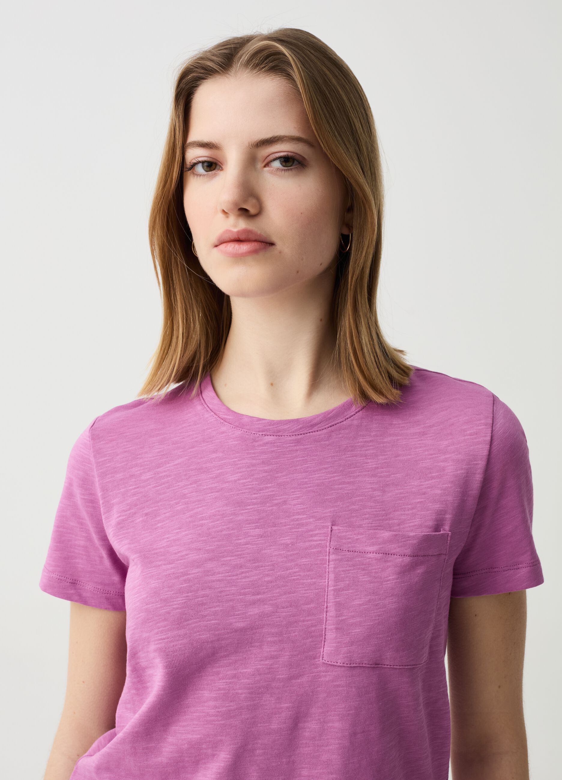 Essential mélange cotton T-shirt with pocket