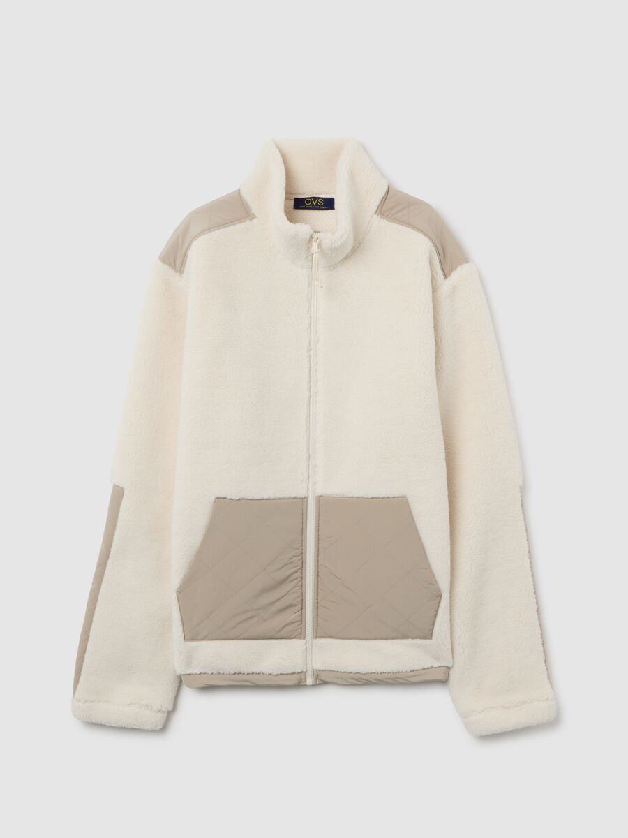 White sherpa full-zip sweatshirt_0