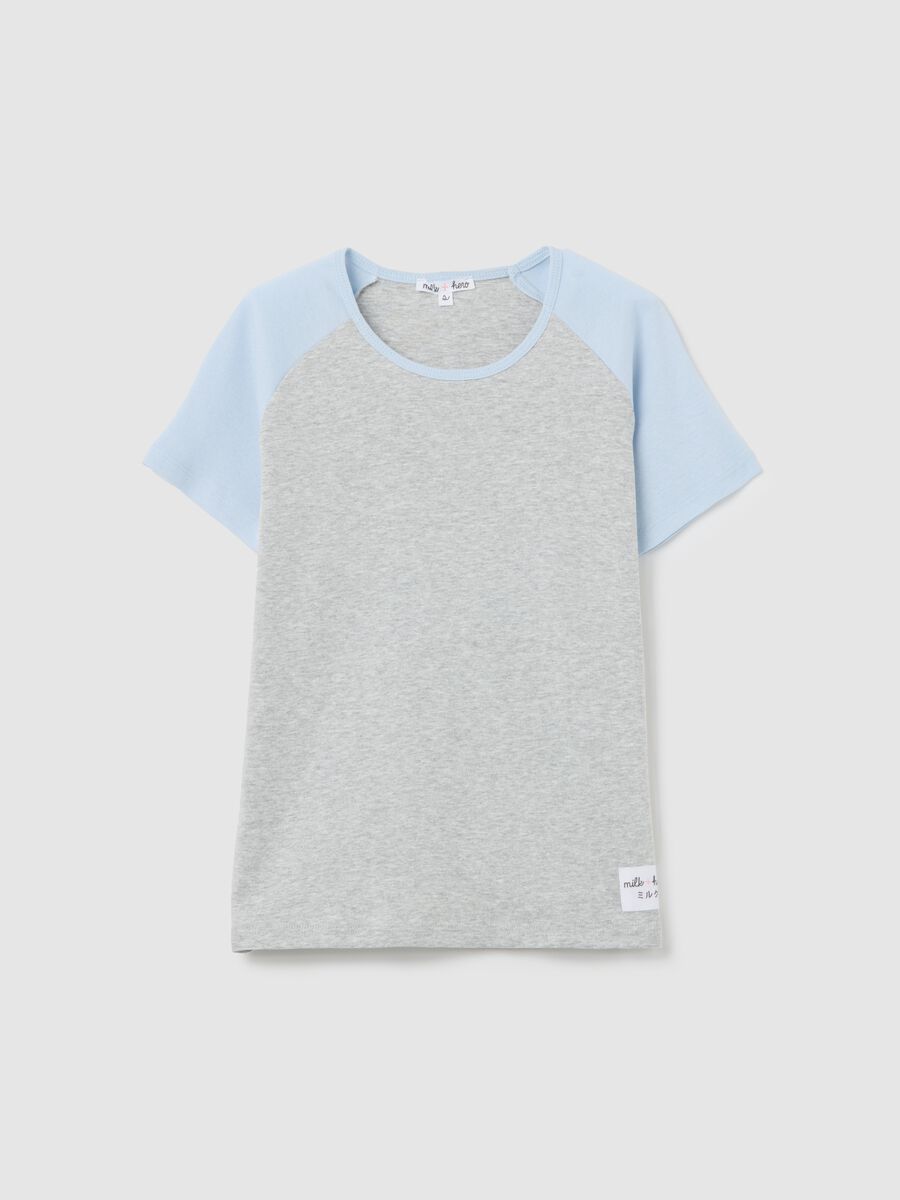 Grey T-shirt with light blue raglan sleeves_4