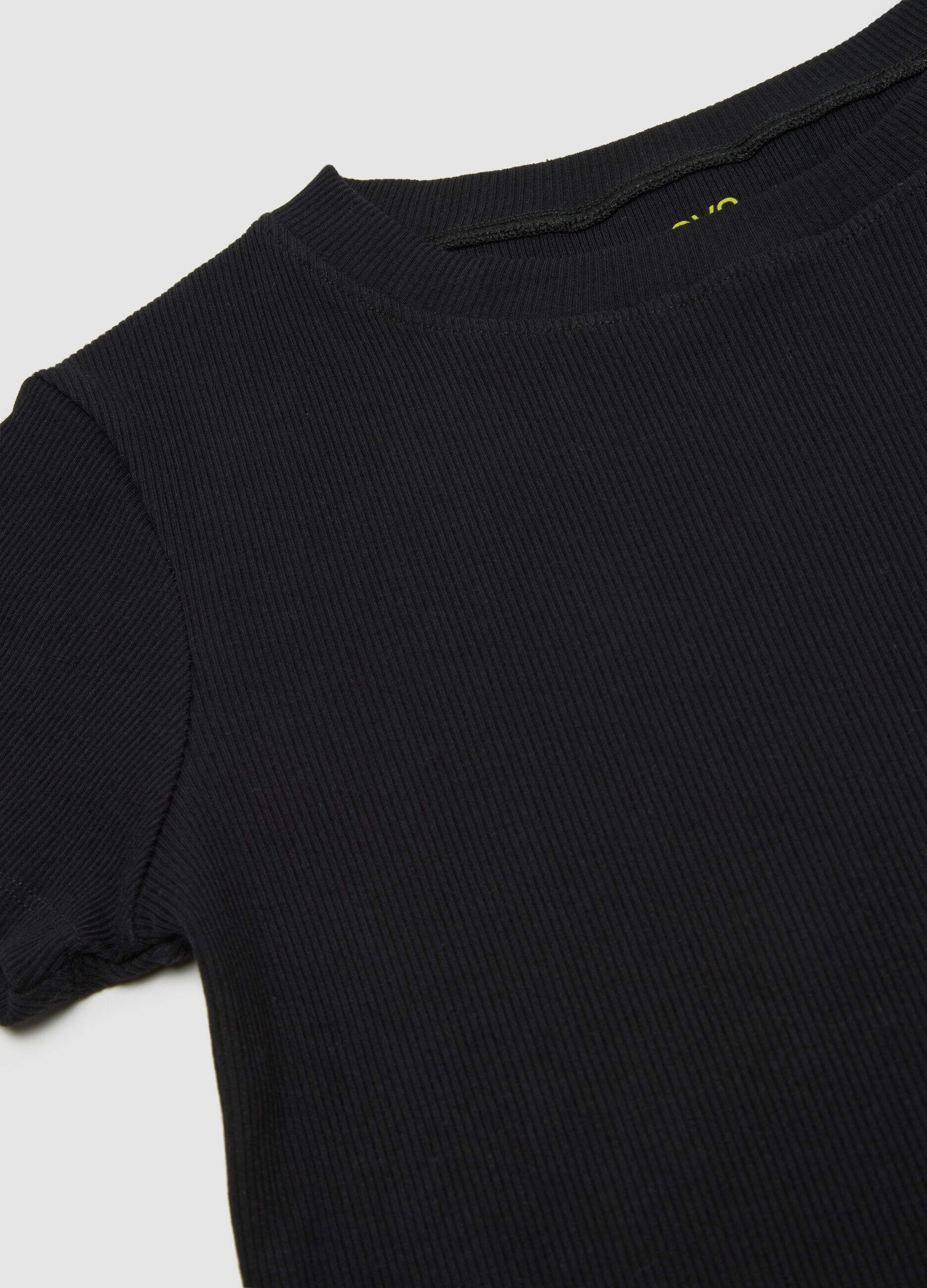Black stretch cotton T-shirt for girls