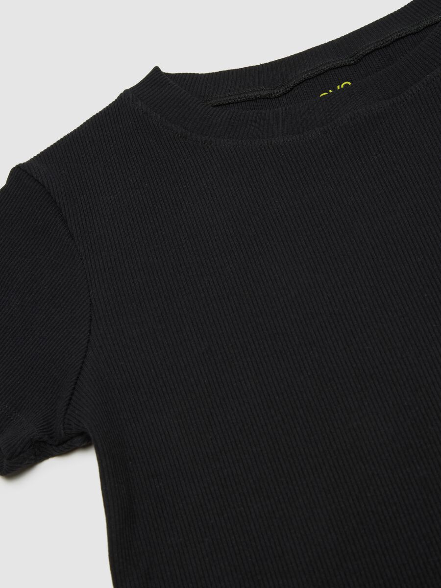 Black stretch cotton T-shirt for girls_3