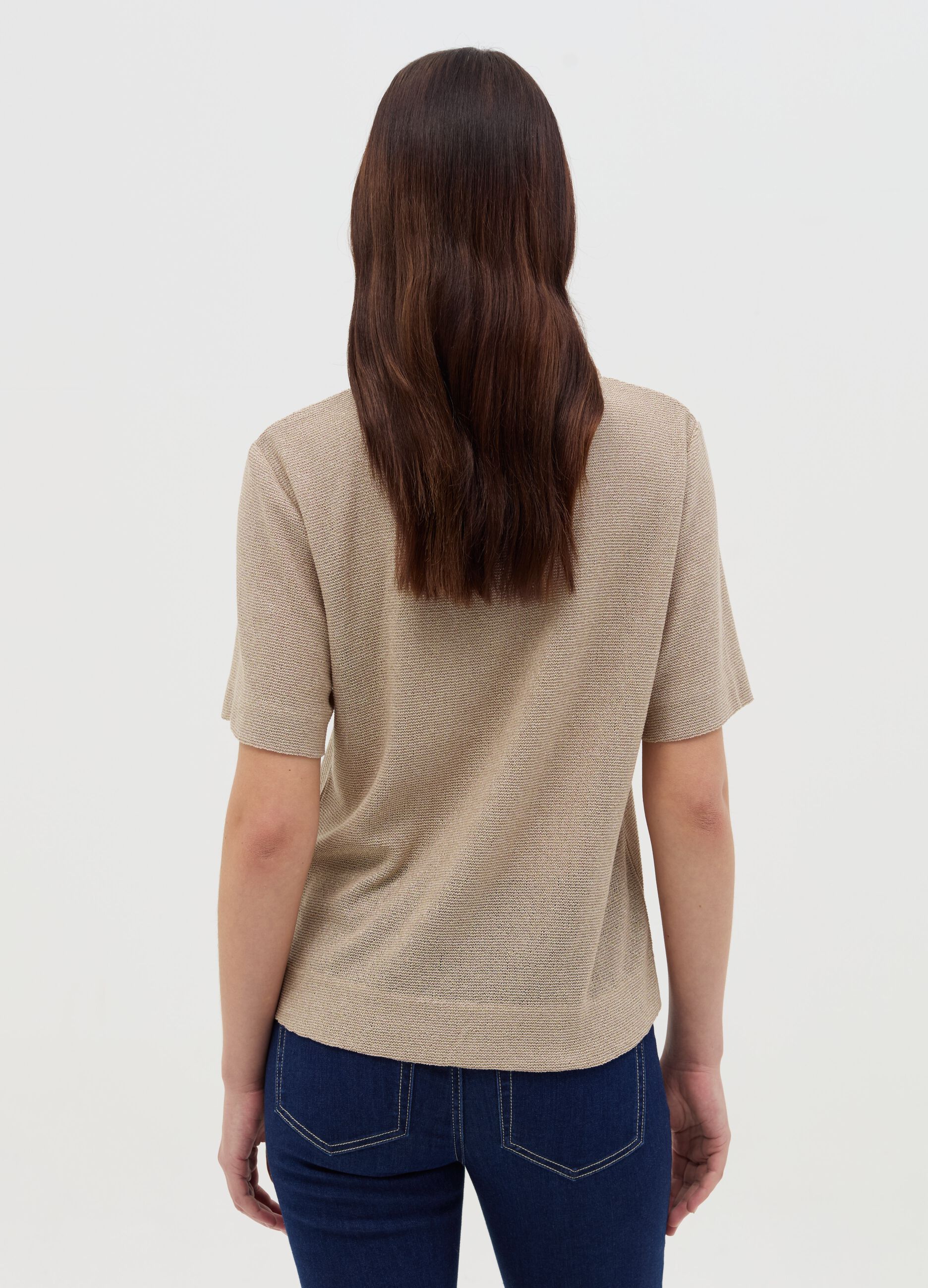 Lurex T-shirt with splits