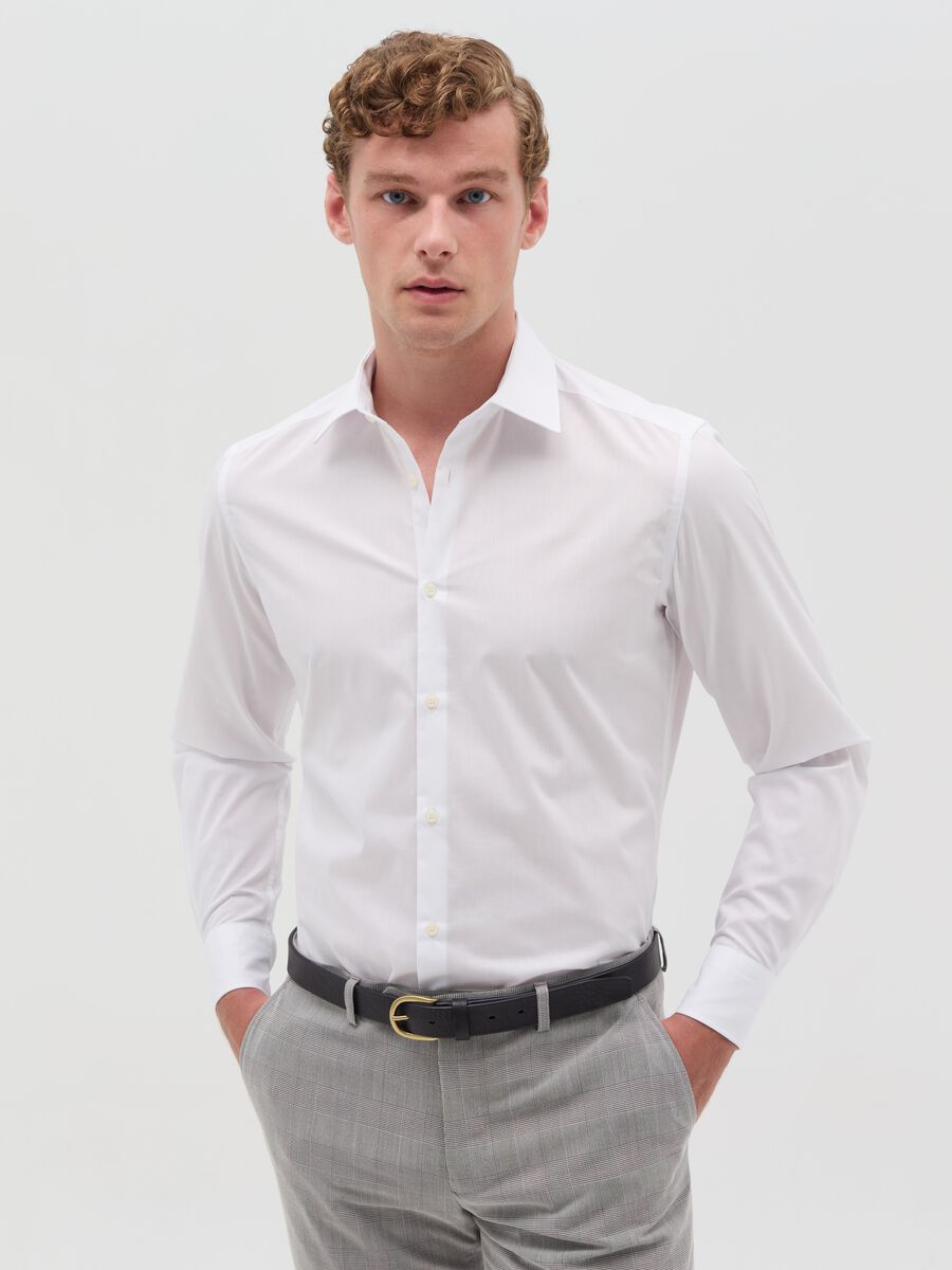 Solid colour slim fit shirt_0