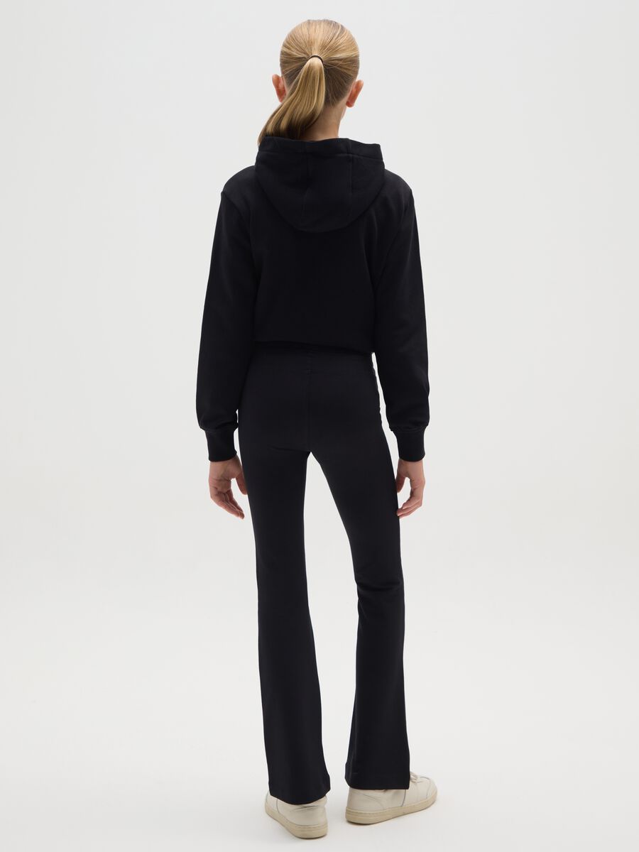 Leggings da ragazze in cotone elasticizzato nero slim fit_2