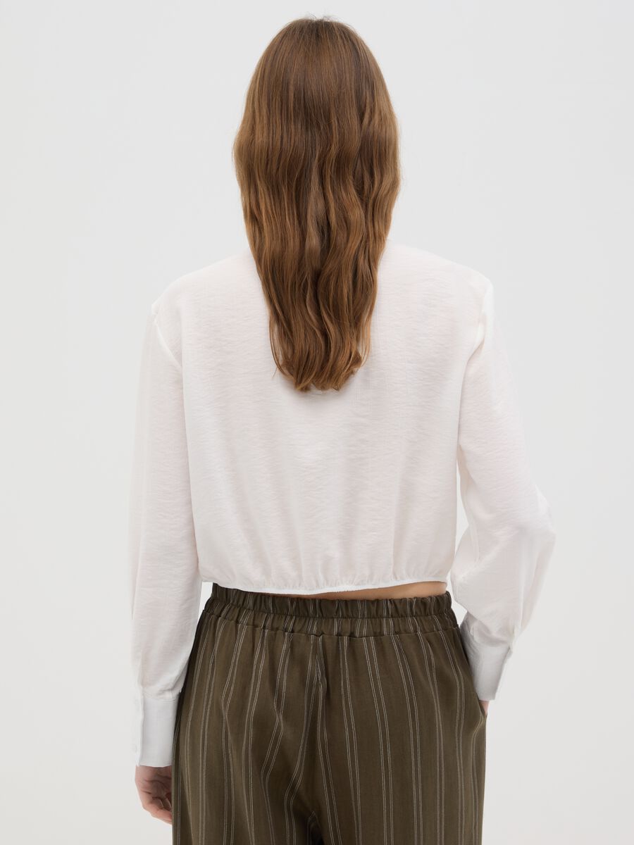 Women's regular fit white blend shirt with front tie_2