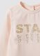 Orange organic cotton T-shirt with sequin slogan for baby girl_2