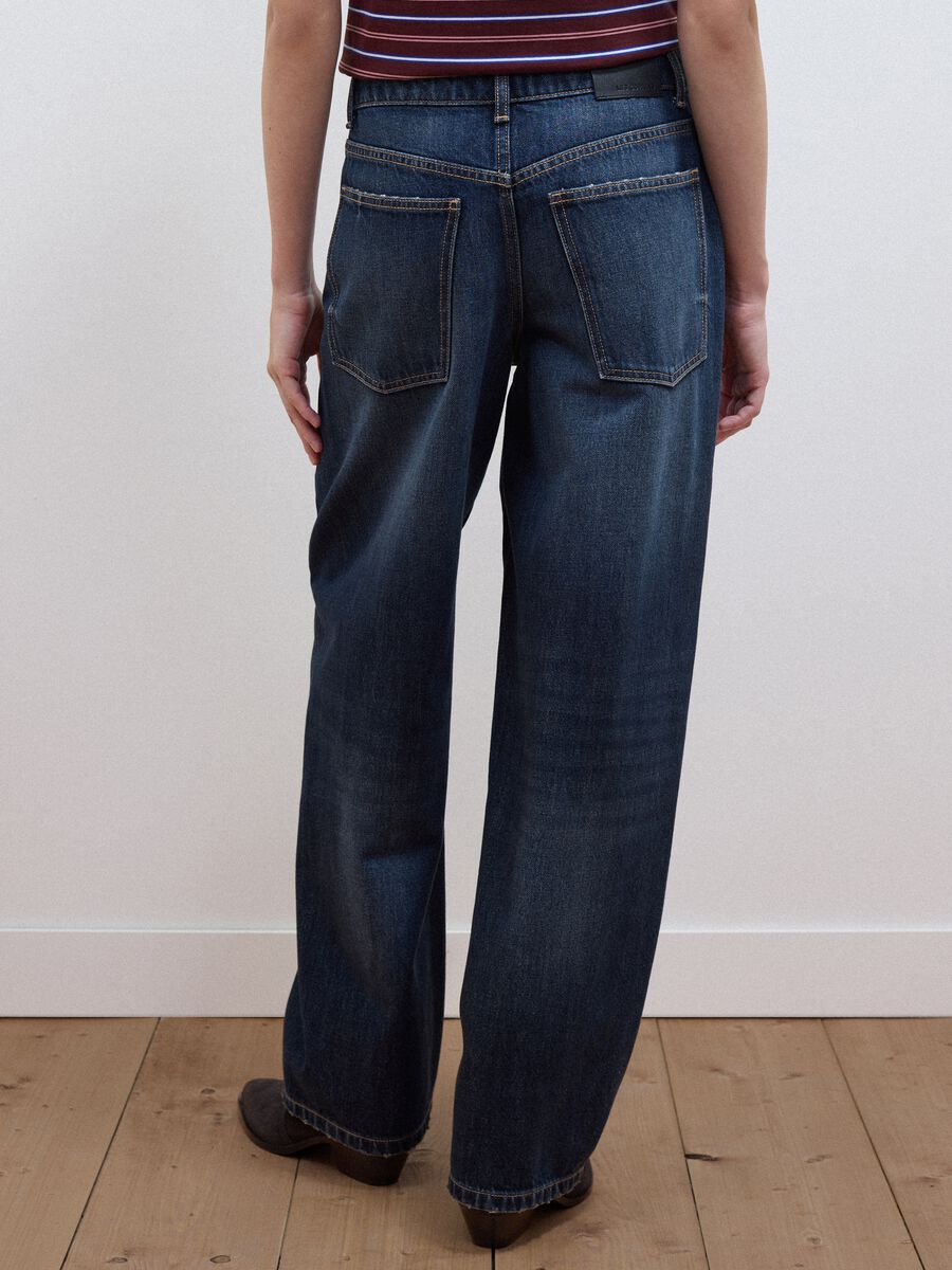 Blue balloon-fit pure cotton jeans_2