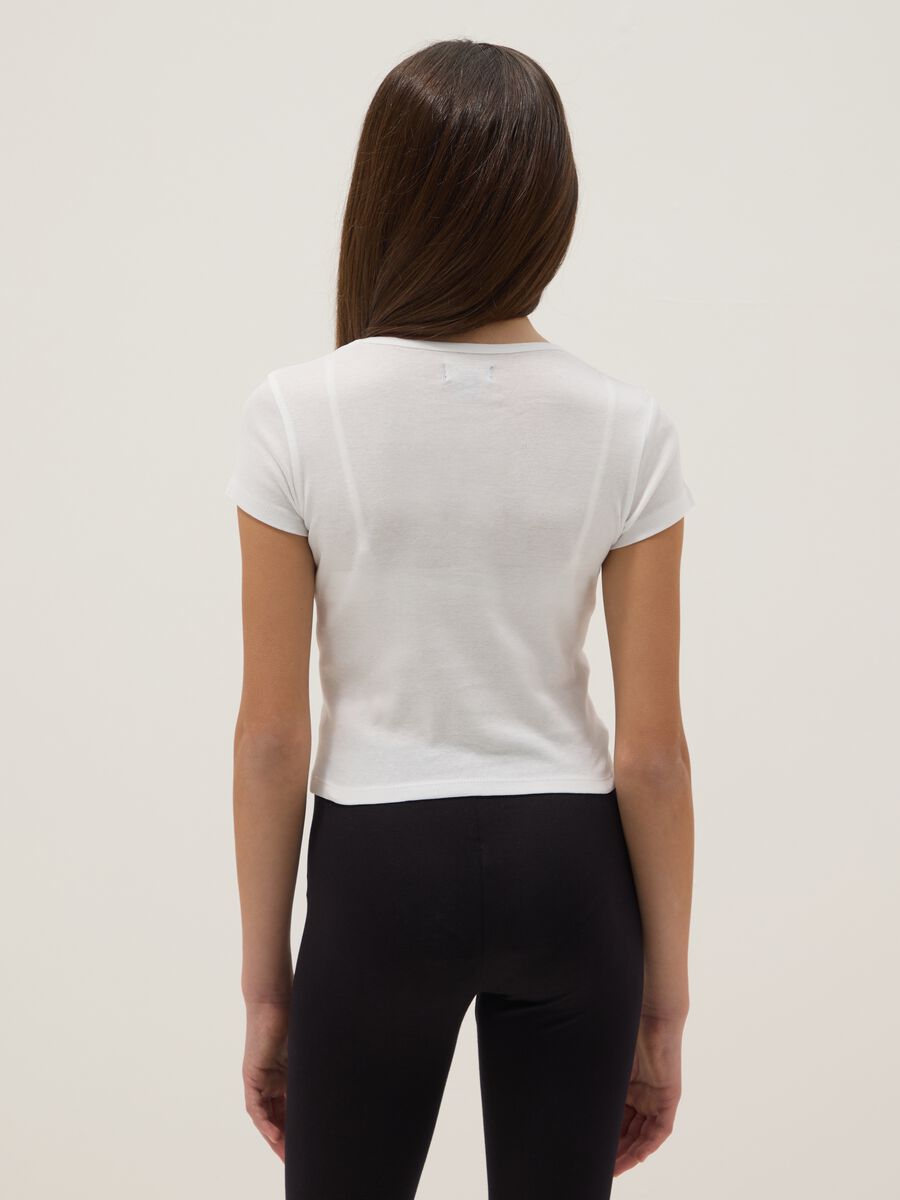 T-shirt in puro cotone bianca da ragazza slim fit con stampa_2