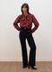 Black ribbed stretch-cotton flared trousers_1