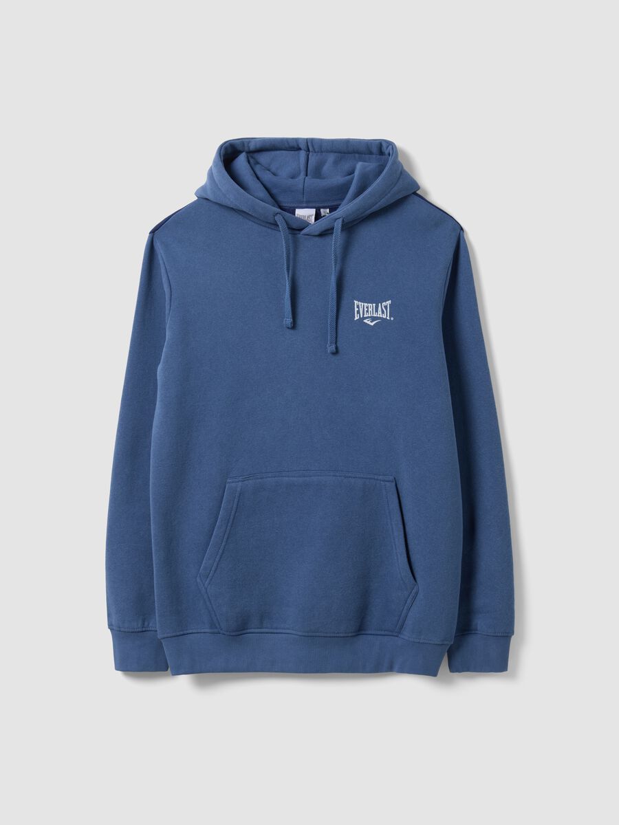 Blue hooded sweatshirt in cotton blend with logo_0