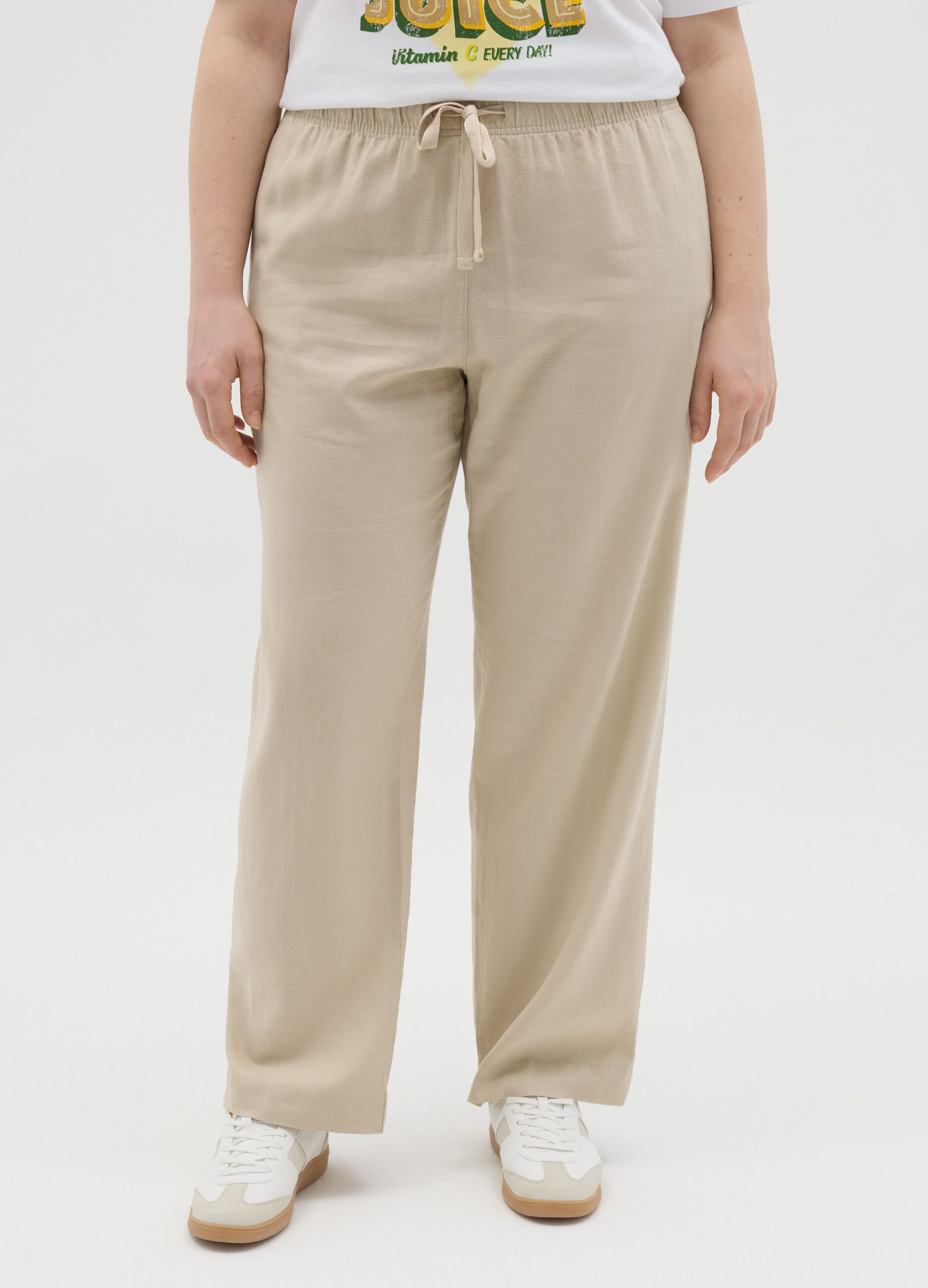 Curvy wide-leg trousers in linen and viscose