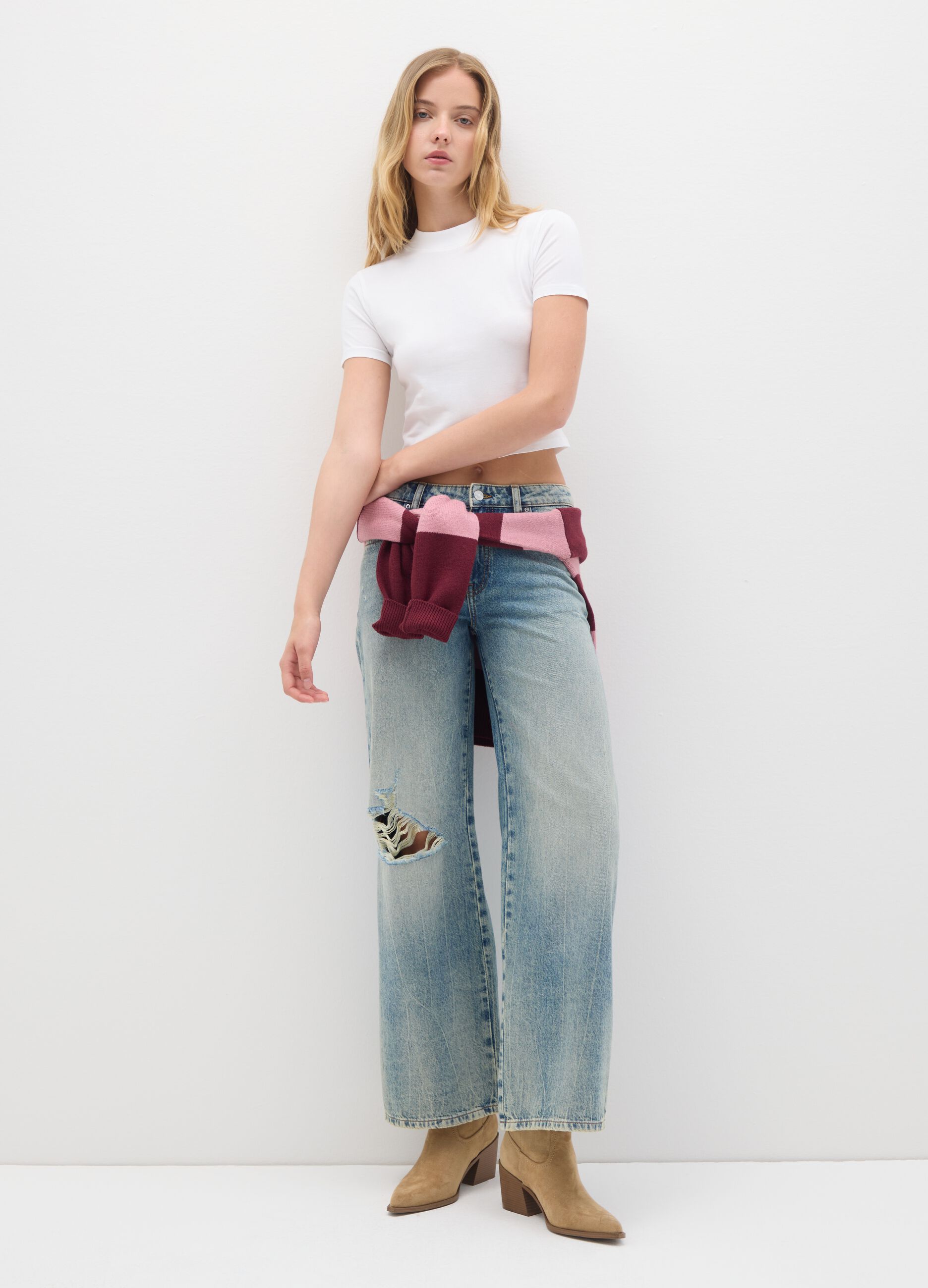 Baggy Denim Jeans with Rips