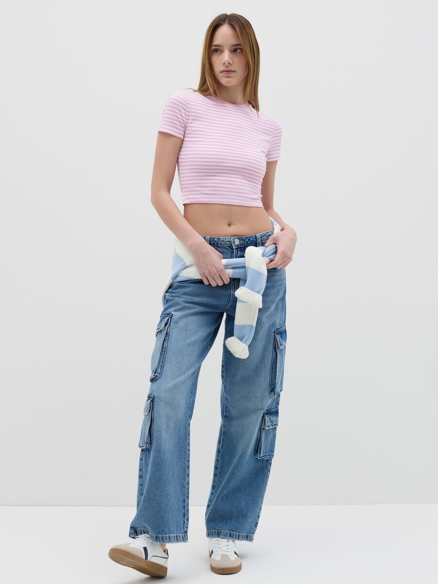 Women’s multicoloured fitted T-shirt in stretch cotton_1