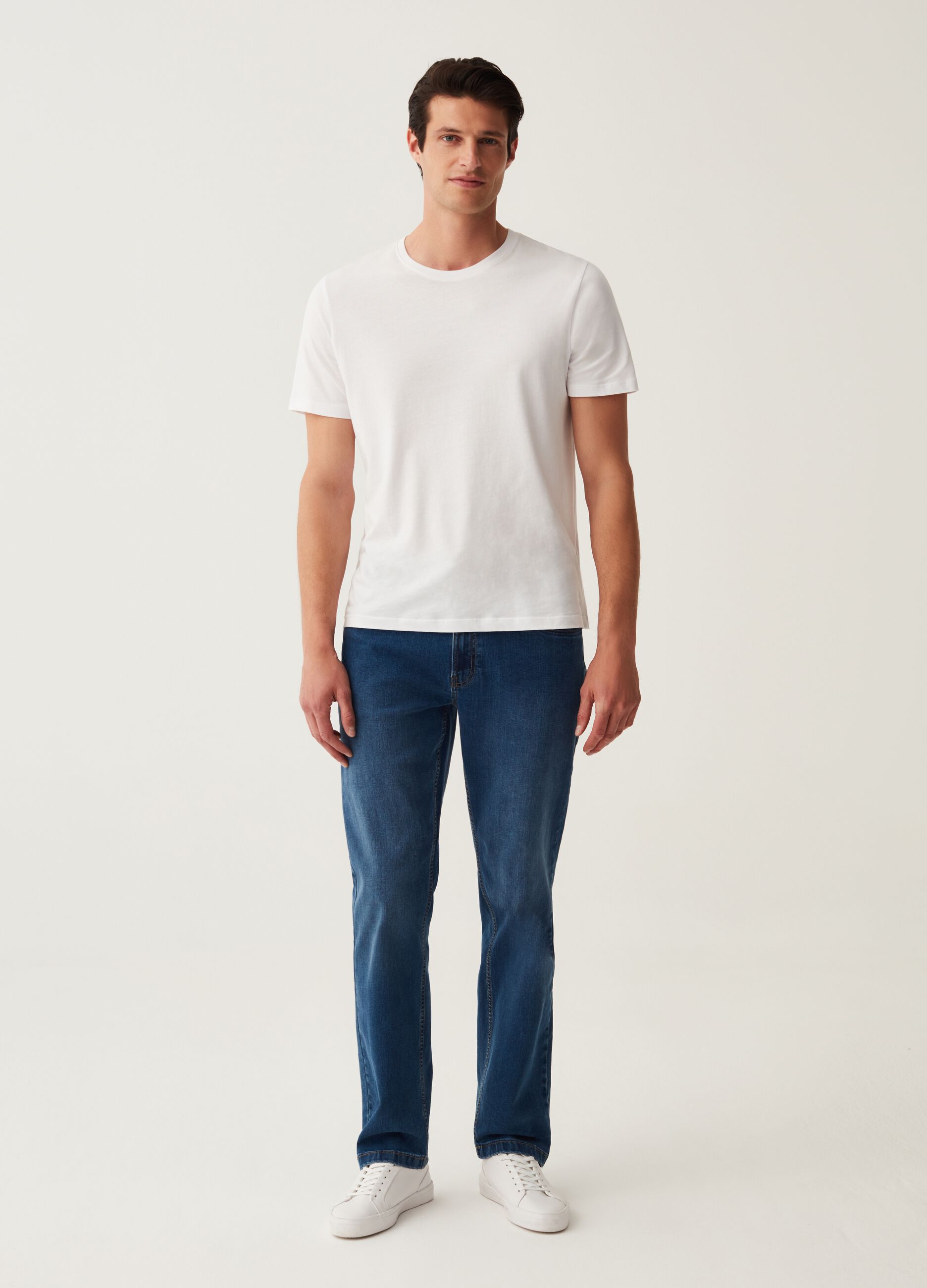 Jeans regular fit con trama cross hatch_3