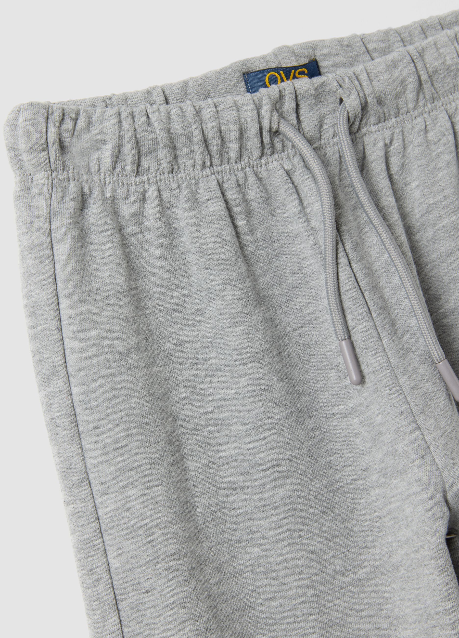 Grey pure cotton trousers with elasticated waist and rhinestones for girls