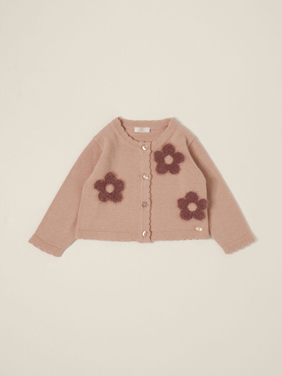 Pink cardigan with cotton flowers_0