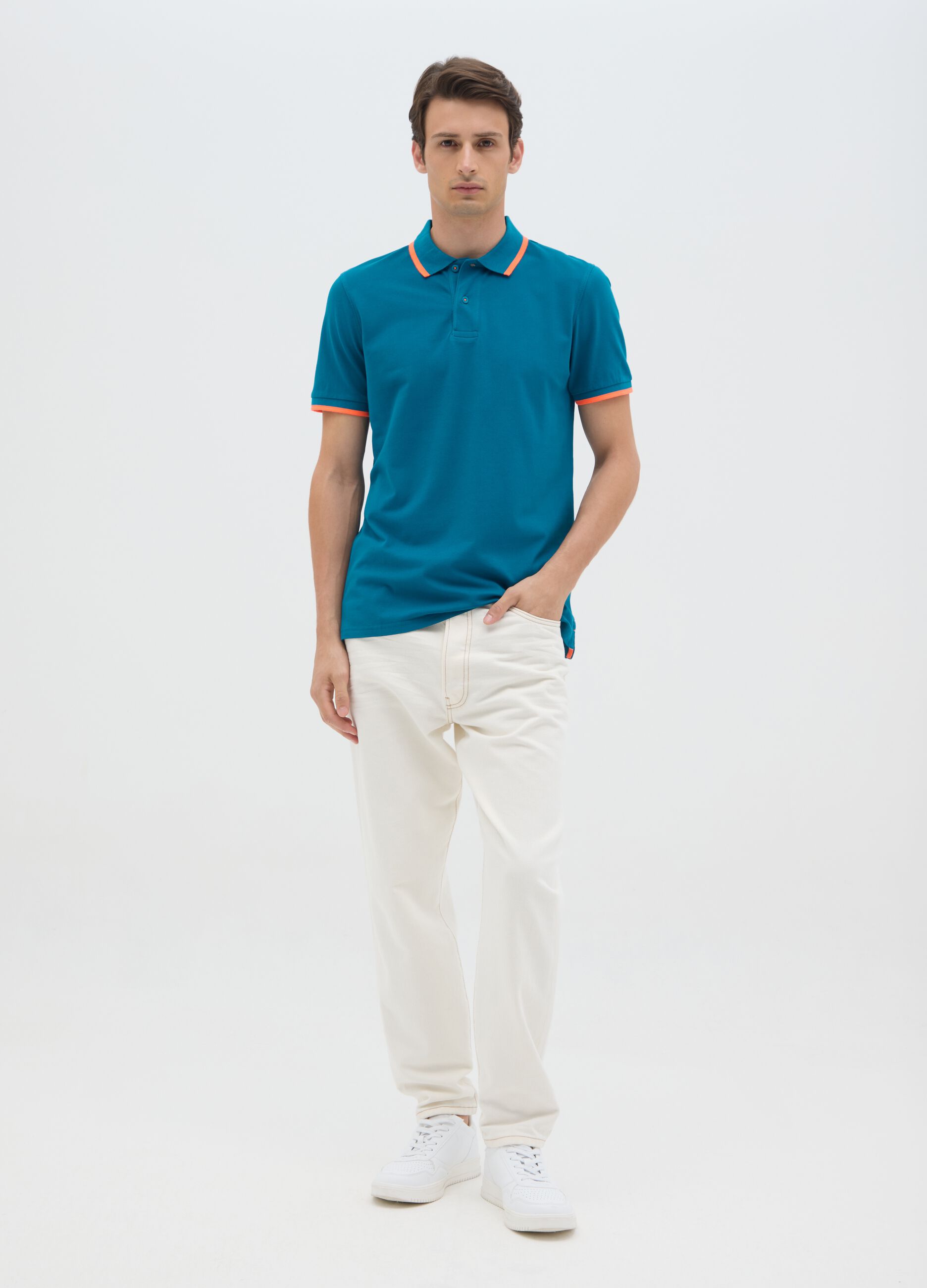 Men's Stretch Cotton Multicolour Polo Regular Fit