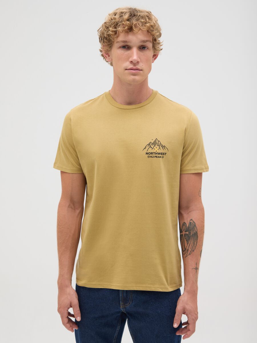 Men's beige pure cotton t-shirt regular fit_0