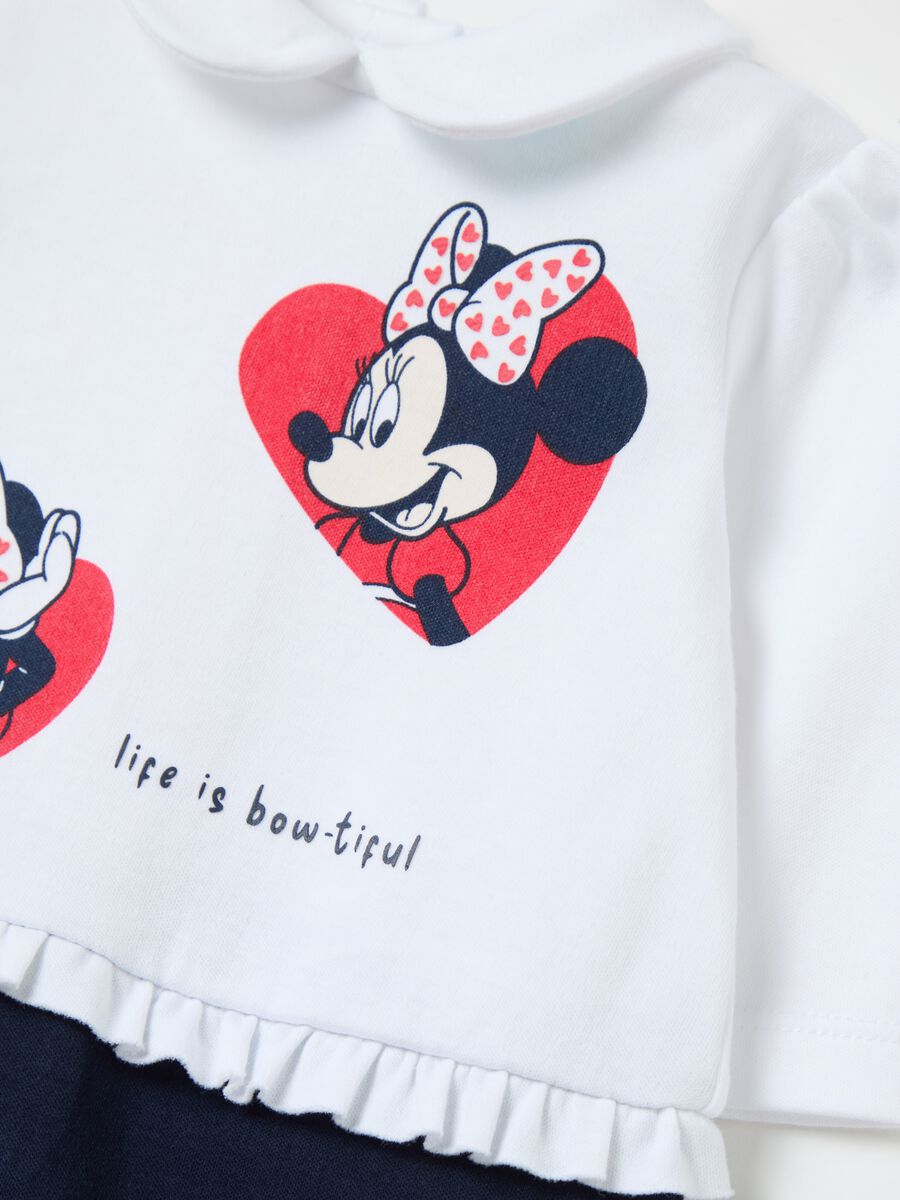 Cotton onesie with feet and Minnie Mouse print_3