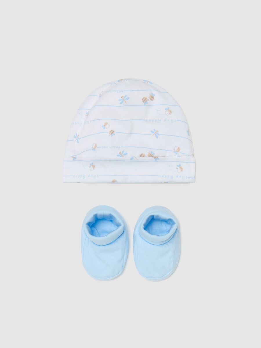 Hat and shoes set with bees print_0