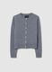 Grey crew neck cardigan in pure wool regular fit_4
