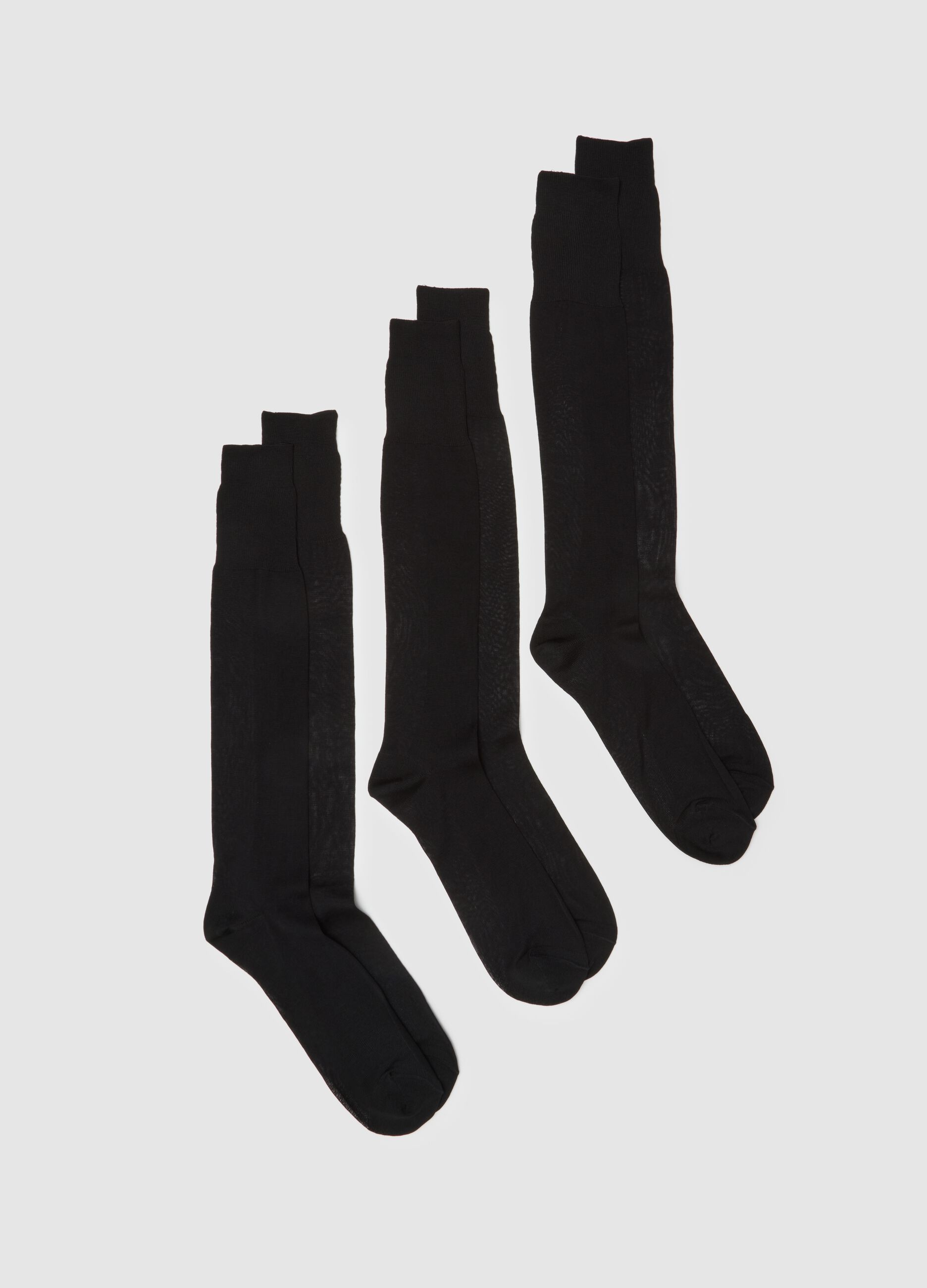 Pack of three long blue cotton socks